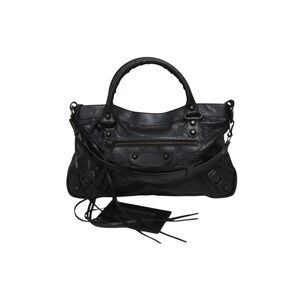 BALENCIAGA The First Handbag Shoulder Bag Black Leather Hardware